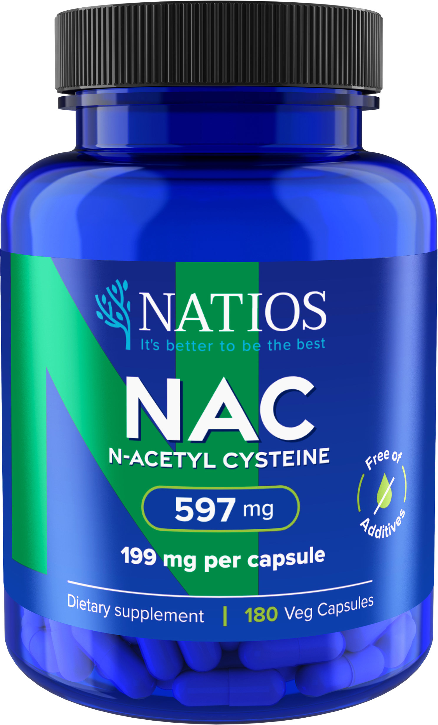 NATIOS N-Acetyl Cysteine, NAC, 199 mg, 180 veganských kapslí