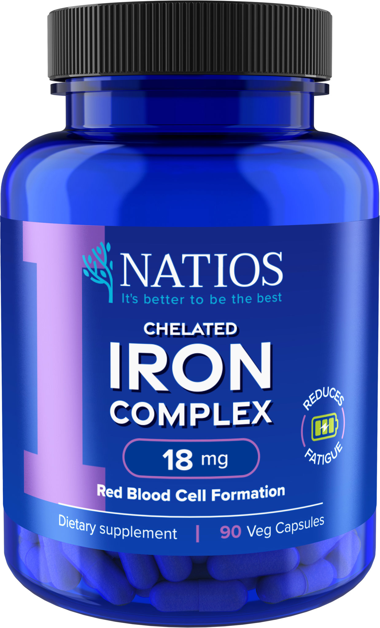 NATIOS Iron Chelated Complex 18 mg, 90 veganských kapslí
