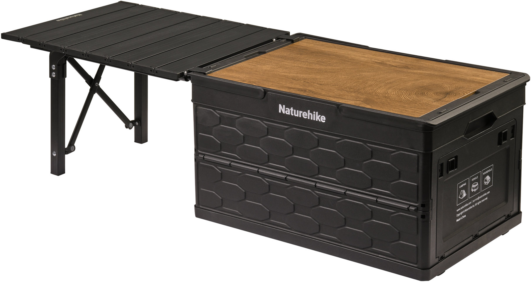 Naturehike Skladovací box s odkládacím stolkem - černý