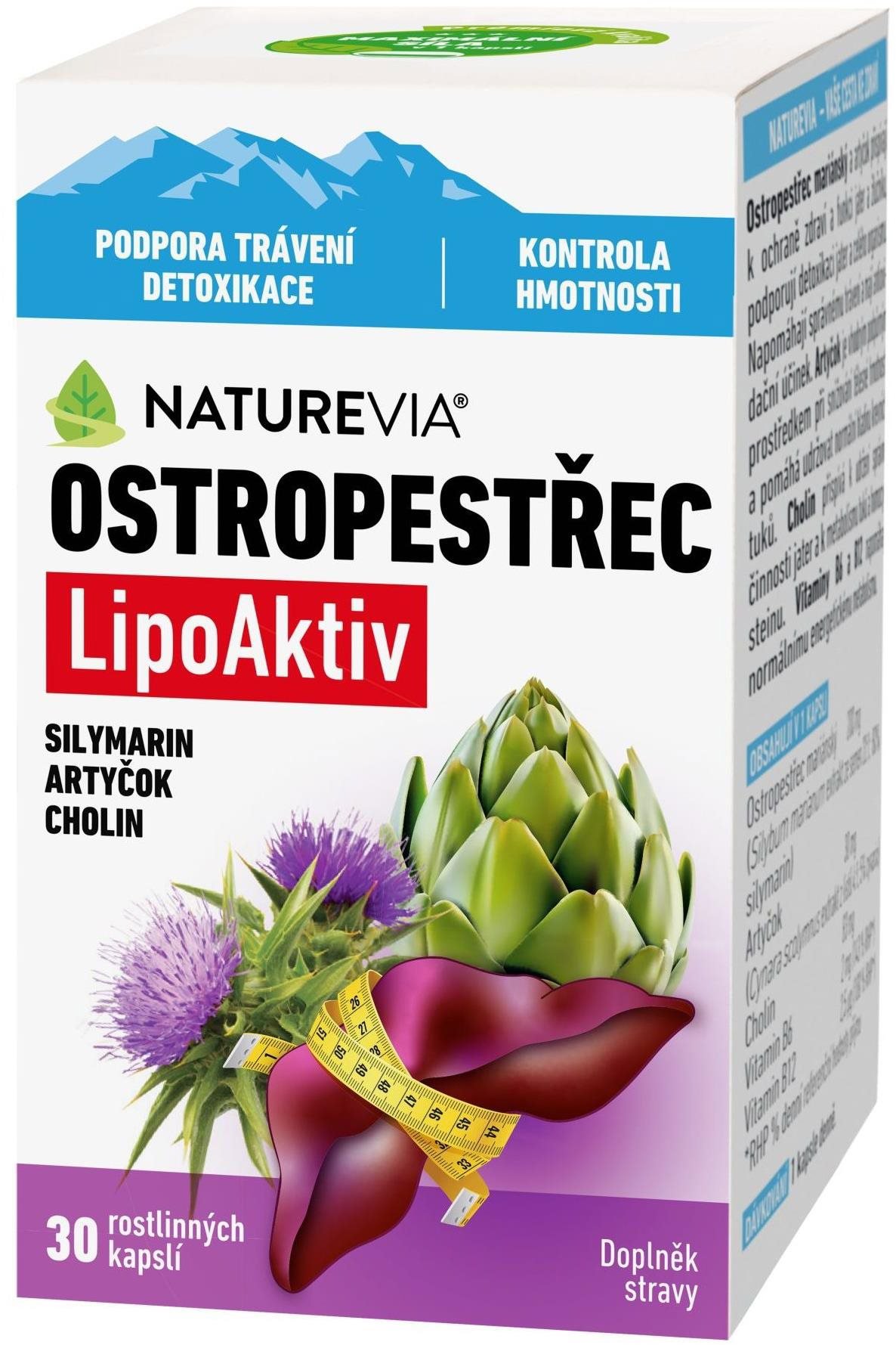 NatureVia Ostropestřec LipoAktiv 30 kapslí