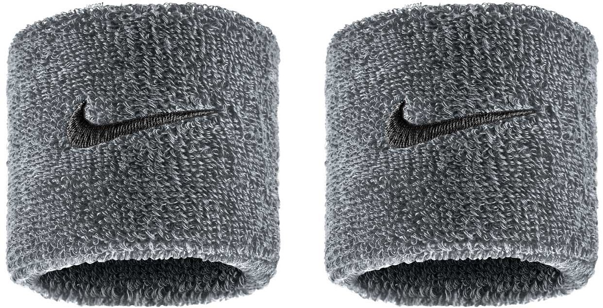 Nike Swoosh Classic potítka na zápěstí šedá/černá 2 ks