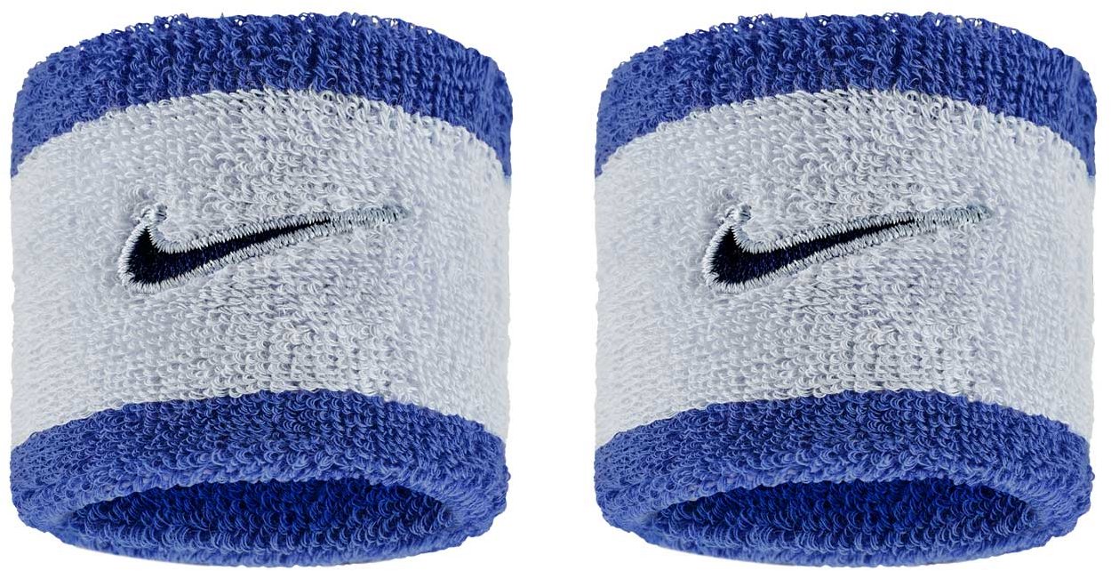 Nike Swoosh Classic potítka na zápěstí světle šedá/modrá 2 ks