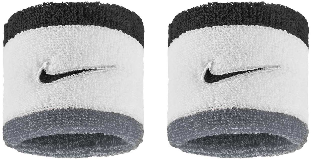 Nike Swoosh Classic potítka na zápěstí bílá/šedá 2 ks