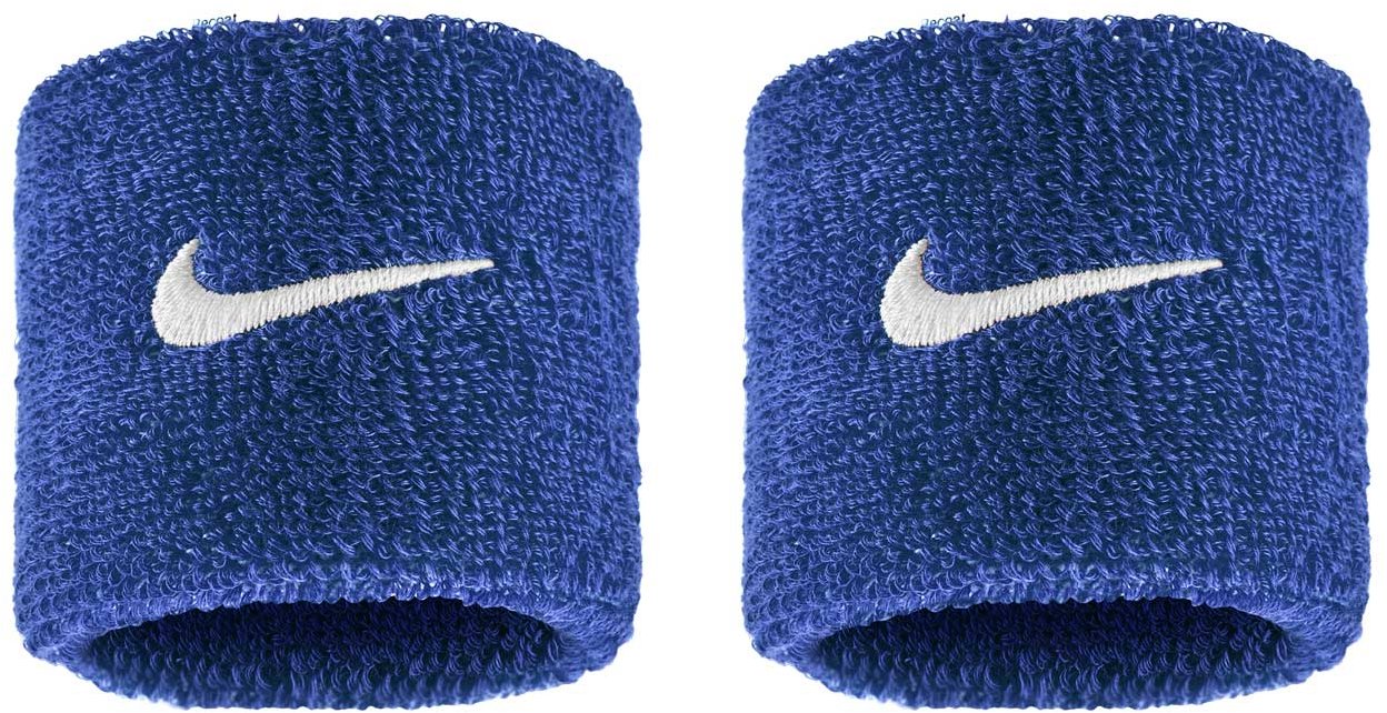 Nike Swoosh Classic potítka na zápěstí modrá/bílá 2 ks