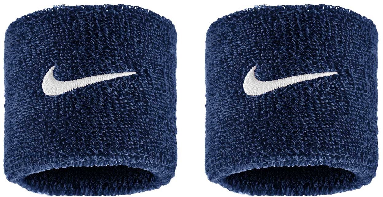 Nike Swoosh Classic potítka na zápěstí tmavě modrá/bílá 2 ks