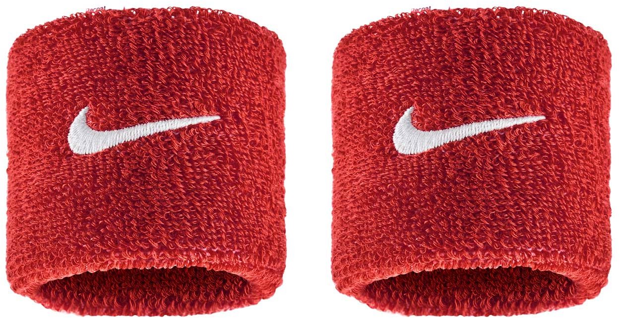 Nike Swoosh Classic potítka na zápěstí červená/bílá 2 ks