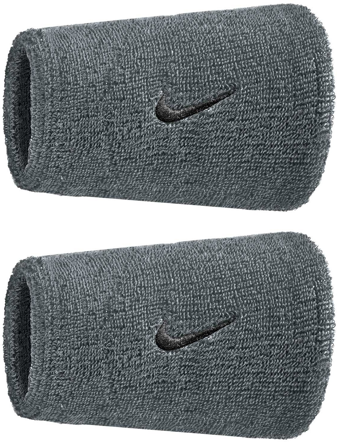 Nike Swoosh Classic Doublewide potítka na zápěstí šedá/černá 2 ks