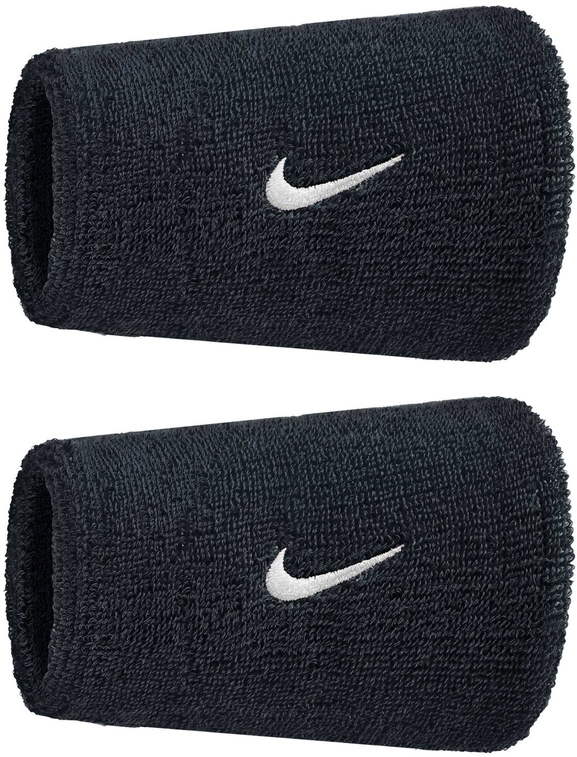 Nike Swoosh Classic Doublewide potítka na zápěstí černá/bílá 2 ks