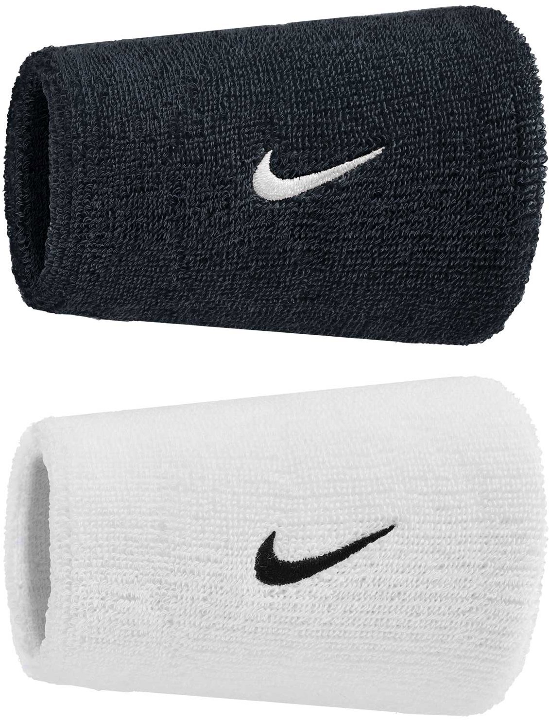 Nike Swoosh Doublewide potítka na zápěstí černé/bílé