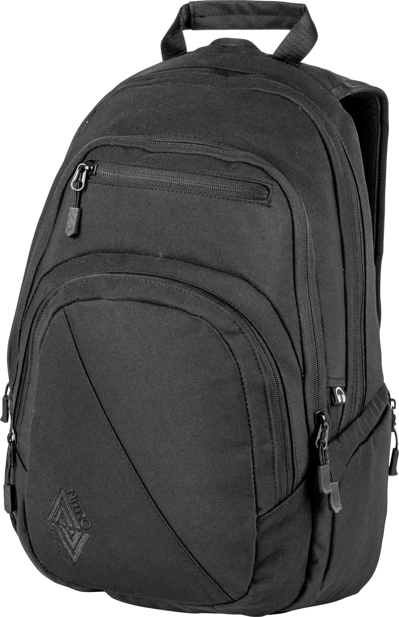 Batoh Nitro Stash 29 True Black s ergonomickým designem a voděodolným materiálem.
