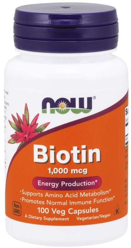 NOW FOODS Biotin, 1000 ug, 100 rostlinných kapslí