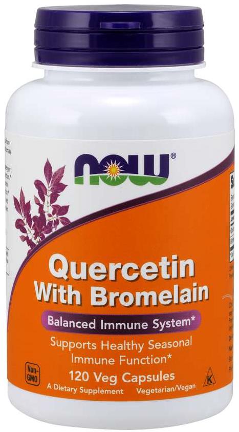 NOW Quercetin; Bromelain, Kvercetin, 12 rostlinných kapslí