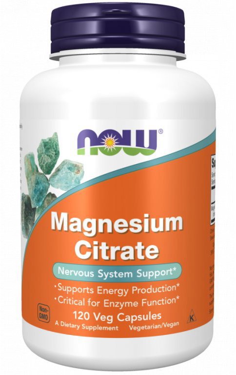 NOW Foods Magnesium Citrát 400mg, 120 veganských kapslí