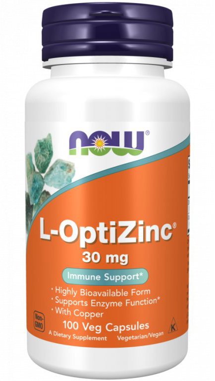 NOW Foods L-OptiZinc 30 mg, 100 veg kapslí