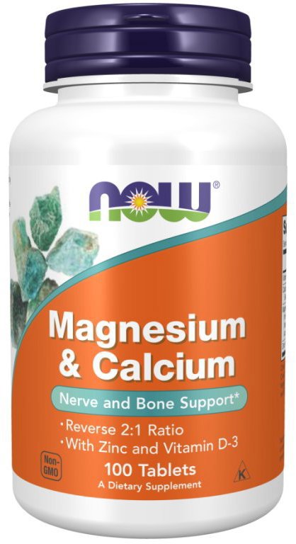 NOW Foods Magnesium & Calcium se Zinkem a Vitamínem D3, 100 tablet
