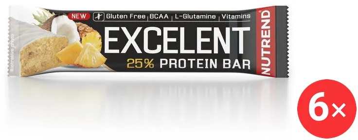 Nutrend EXCELENT protein bar, 6 x 85 g, ananas s kokosem