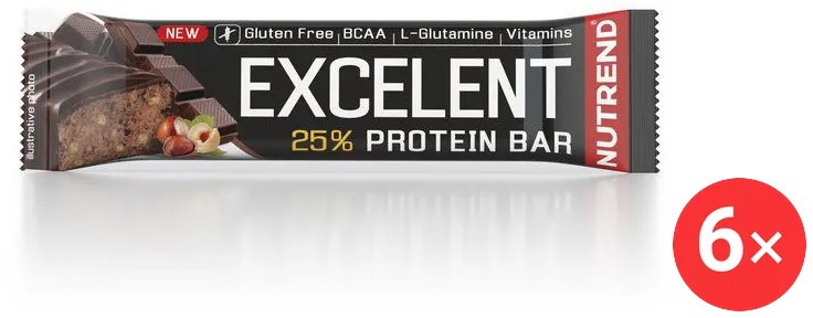 Nutrend EXCELENT protein bar, 6 x 85 g, čokoláda s oříšky