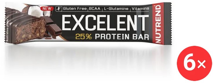 Nutrend EXCELENT protein bar, 6 x 85 g, čokoláda+kokos