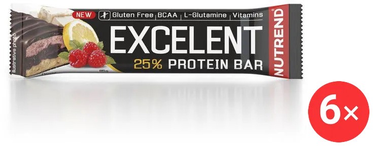 Nutrend EXCELENT Bar double, 6 x 85 g, citron+tvaroh+malina s brusinkami