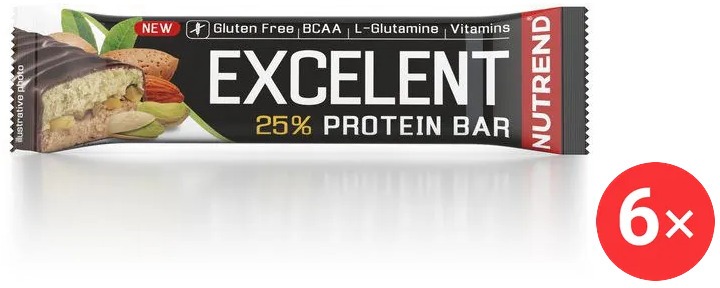 Nutrend EXCELENT Bar double, 6 x 85 g, mandle+pistácie s pistáciemi CZ/SK