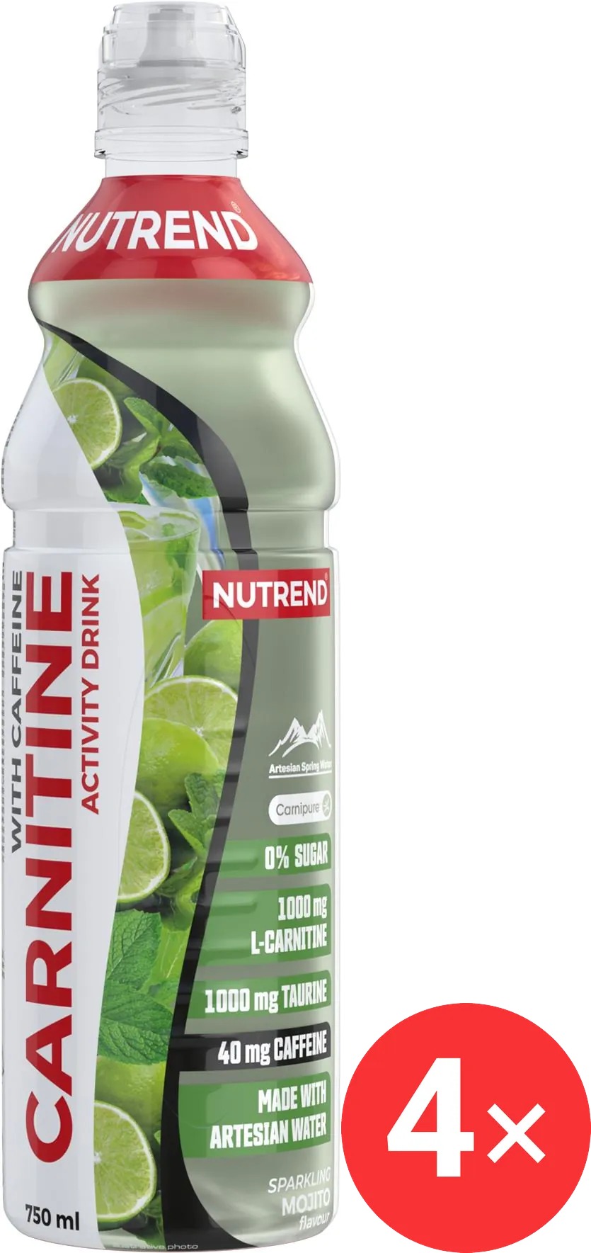 Nutrend Carnitine Activity Drink With Caffeine 4 x 750 ml, mojito (nesycený)
