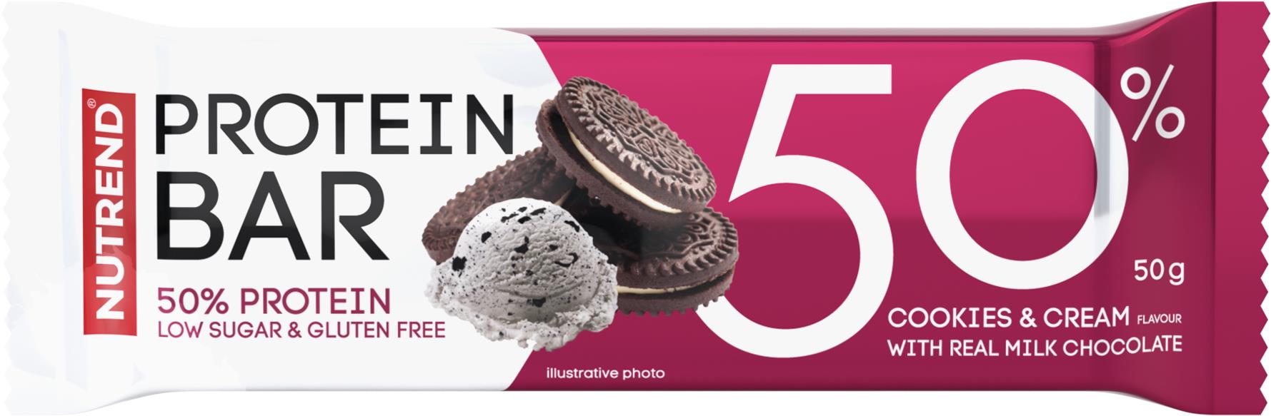 Nutrend Protein Bar 50 50 g, cookies + cream
