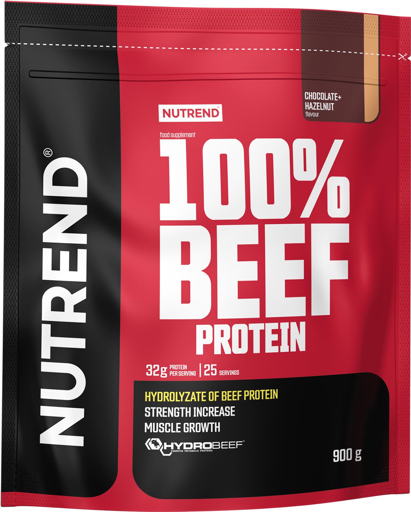 Nutrend 100% Beef Protein 900 g, čokoláda + lískový ořech