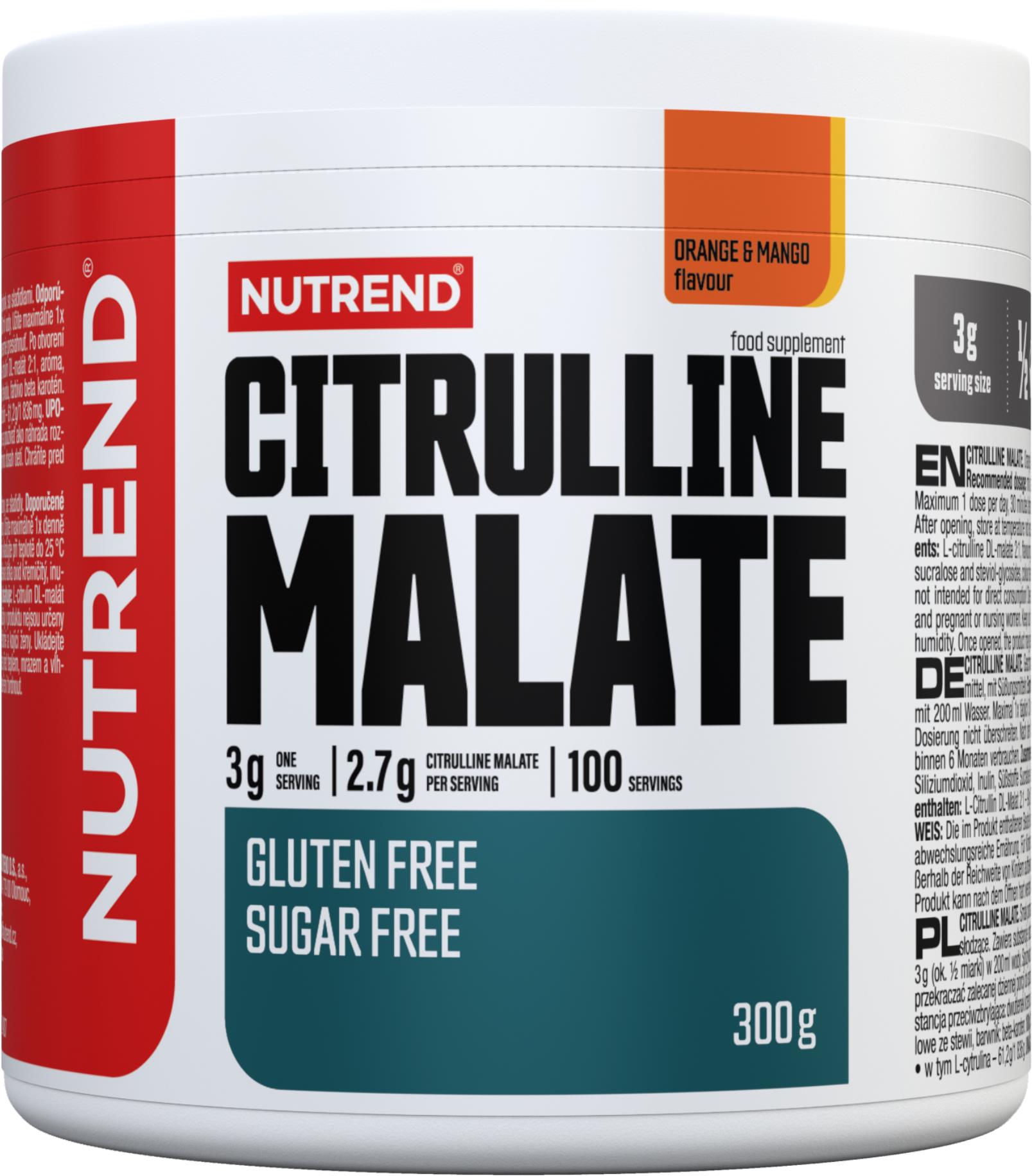 Nutrend Citrulline Malate 300 g, pomeranč + mango