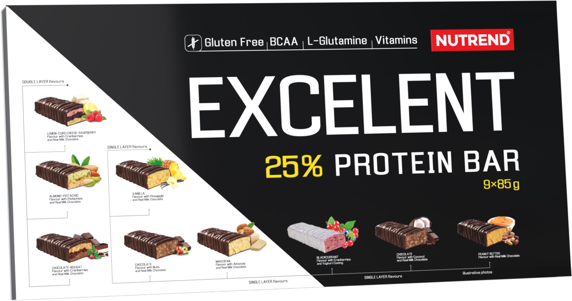 Nutrend EXCELENT protein bar, dárkové balení 9 × 85 g, mix příchutí