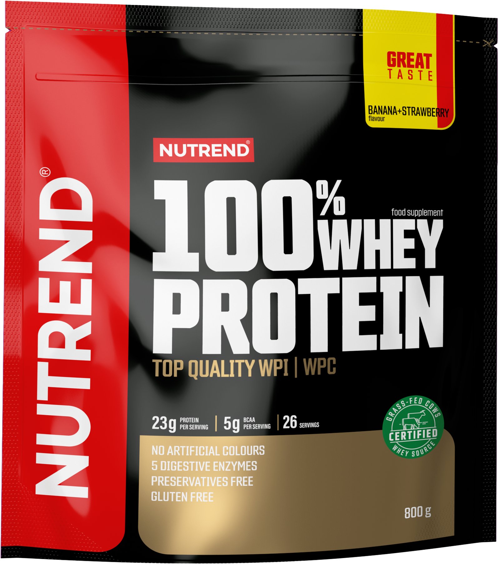 Nutrend 100% Whey Protein 800 g, banán + jahoda