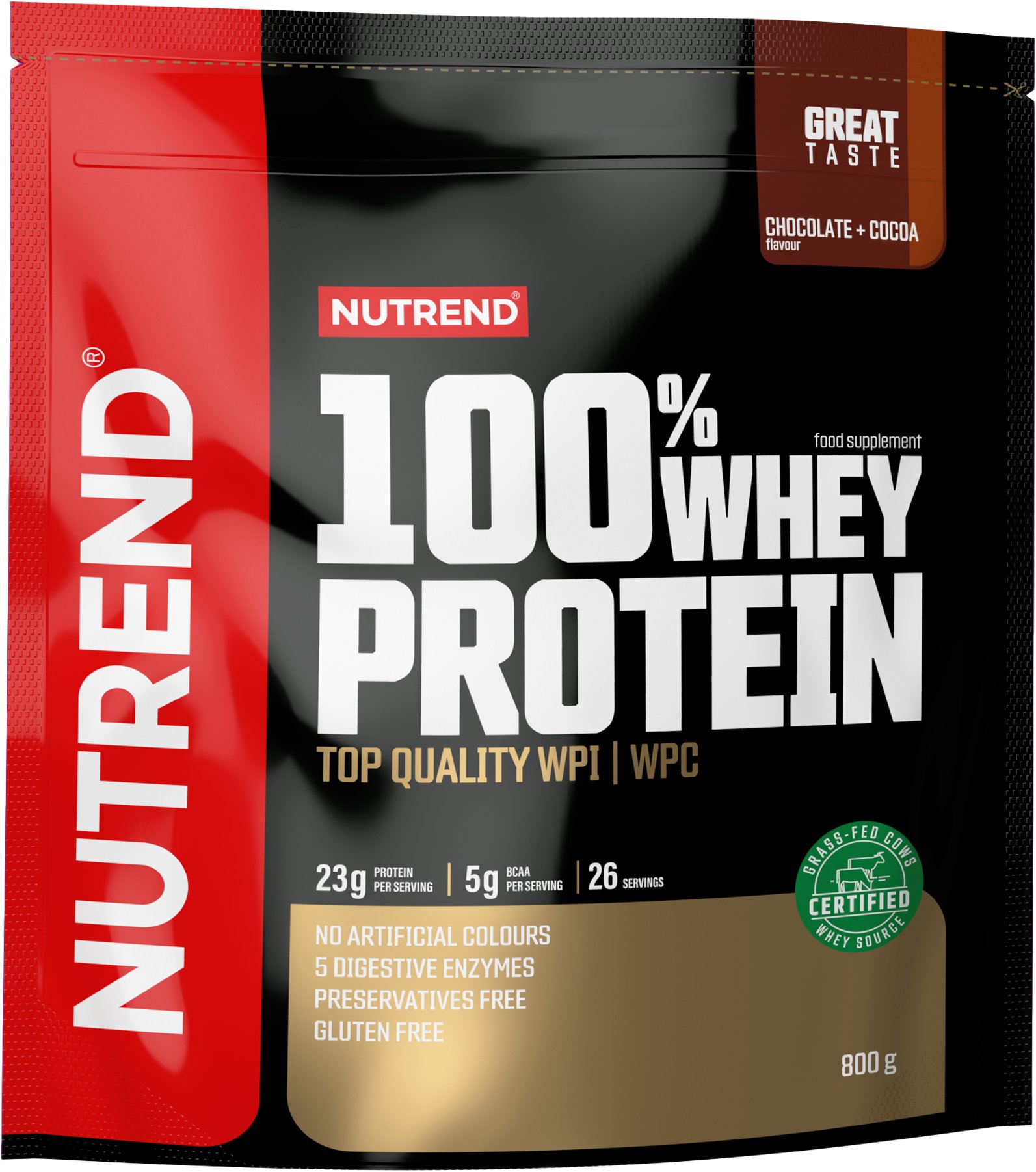 Nutrend 100% Whey Protein 800 g, čokoláda + kakao