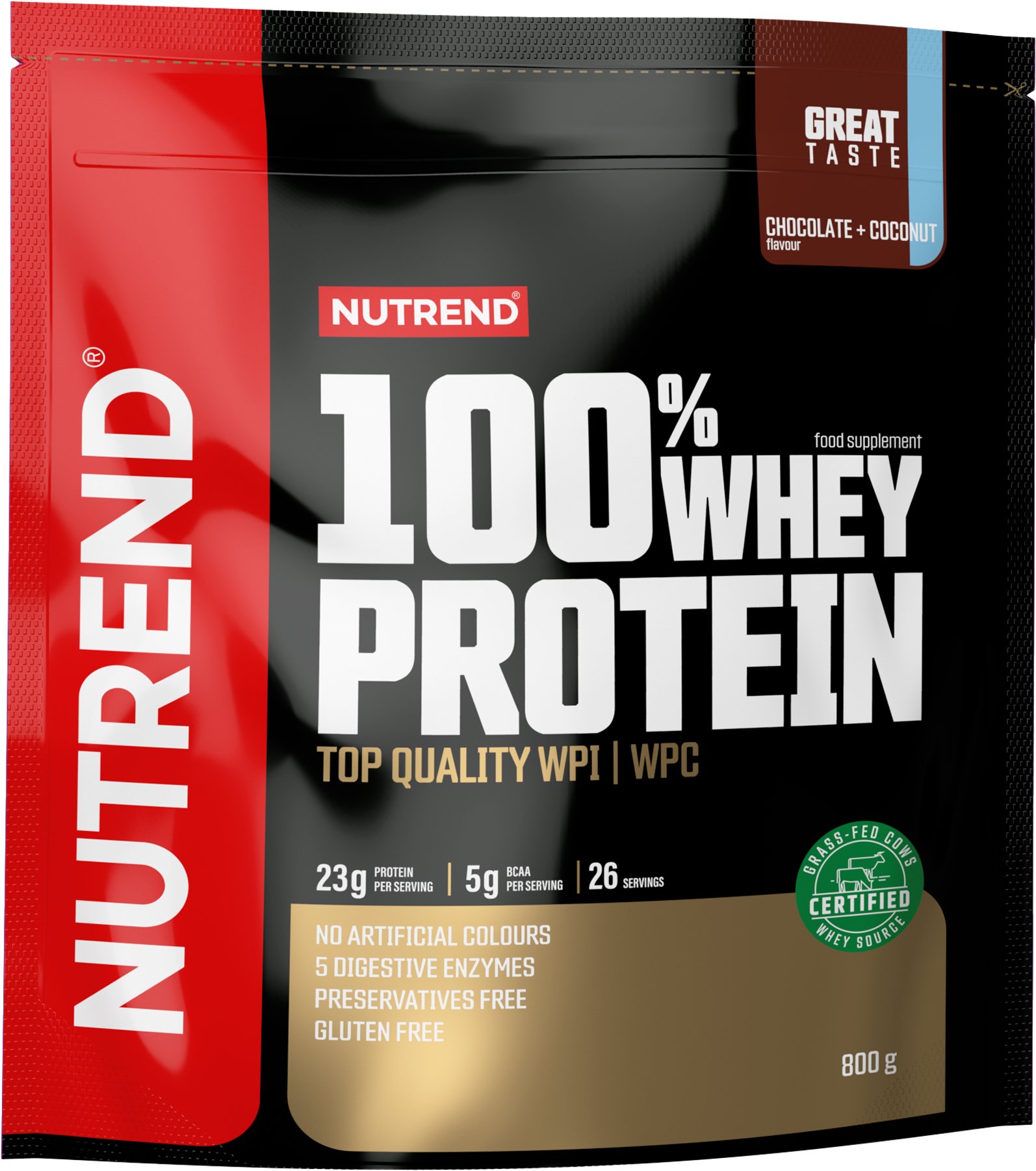 Nutrend 100% Whey Protein 800 g, čokoláda + kokos