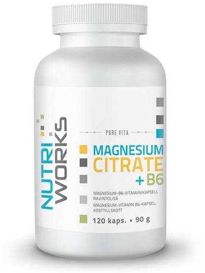 NutriWorks Magnesium Citrate + B6 120 kapslí