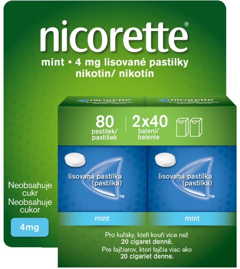 Nicorette Mint 4 mg lisované pastilky 2 × 40 ks