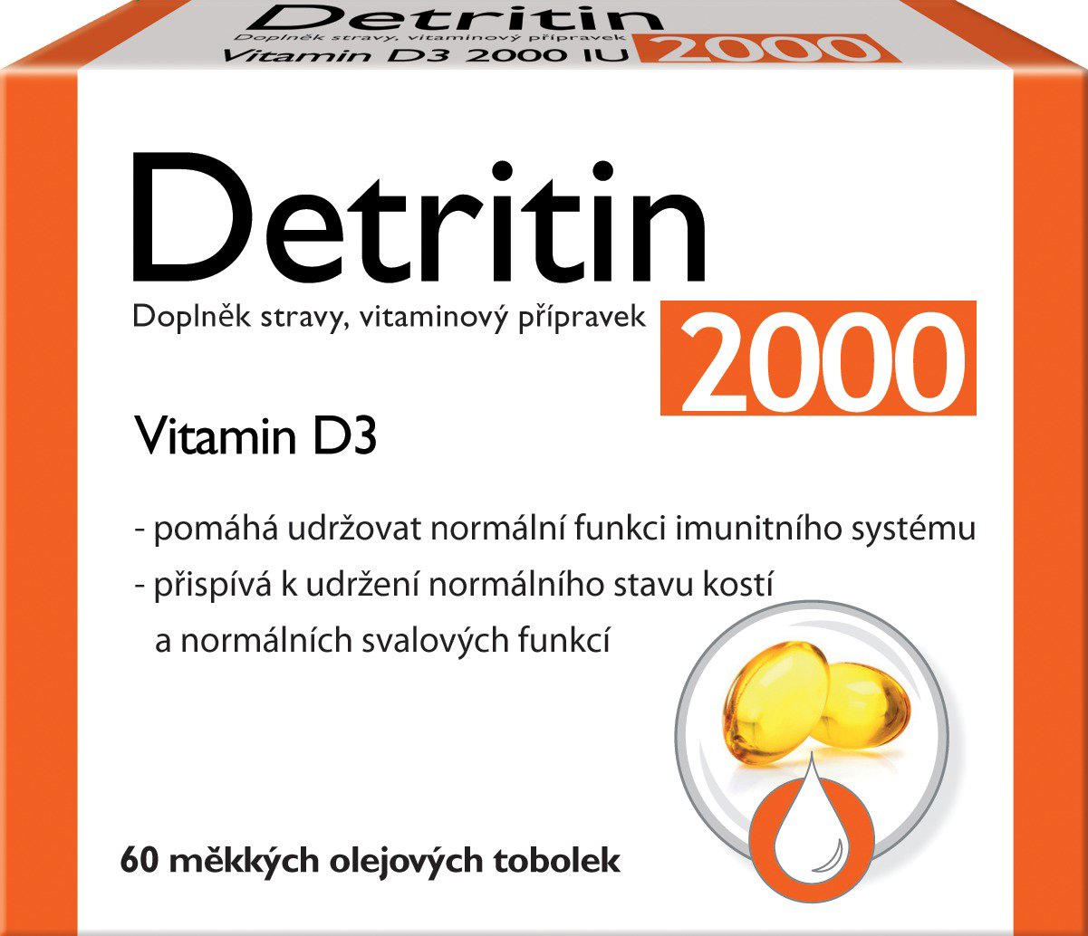 Detritin Vitamin D3 2000 IU 60 měkkých tobolek