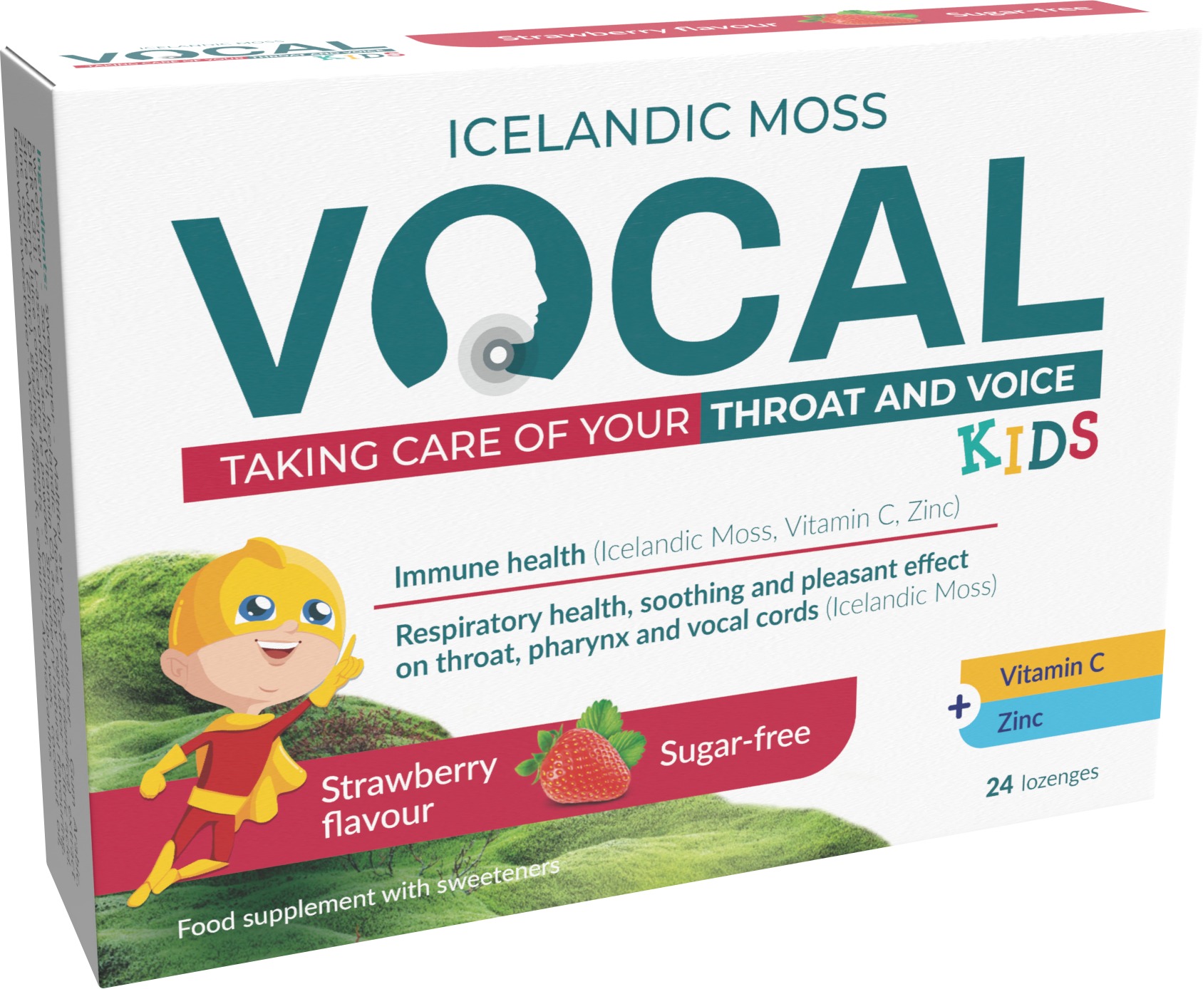 Vocal Kids měkké pastilky s příchutí jahody 24 ks