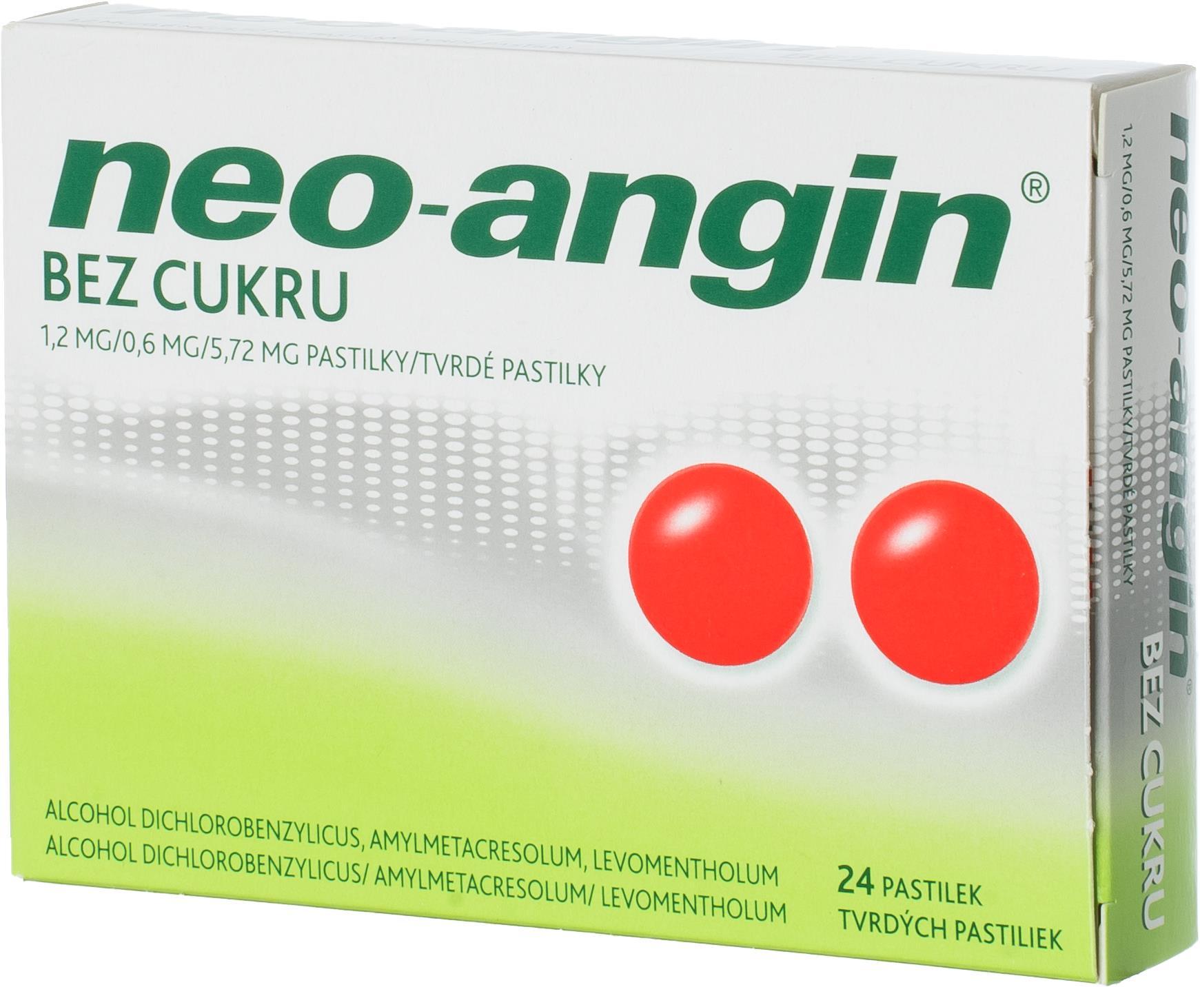 Neo-angin Bez cukru 24 pastilek