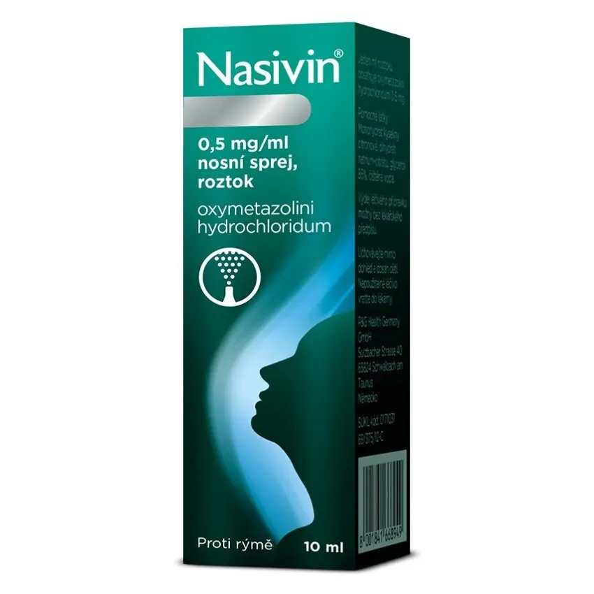 Nasivin 0,5 mg/ml nosní sprej, roztok 10 ml