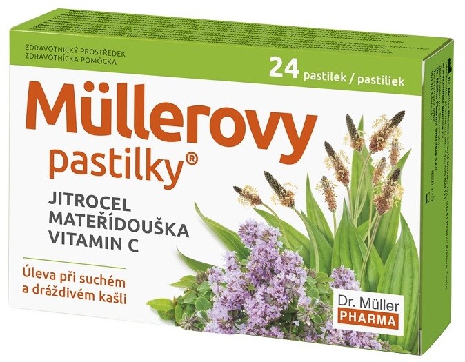 Müllerovy pastilky s jitrocelem a mateřídouškou 12 ks