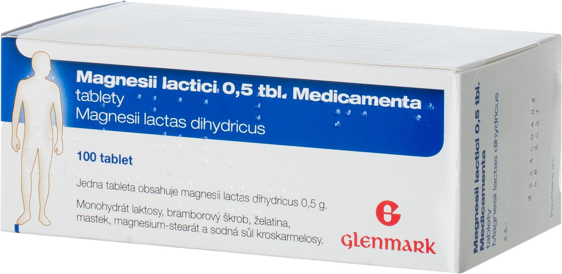 Medicamenta Magnesii Lactici 0,5 tbl. 100 tablet