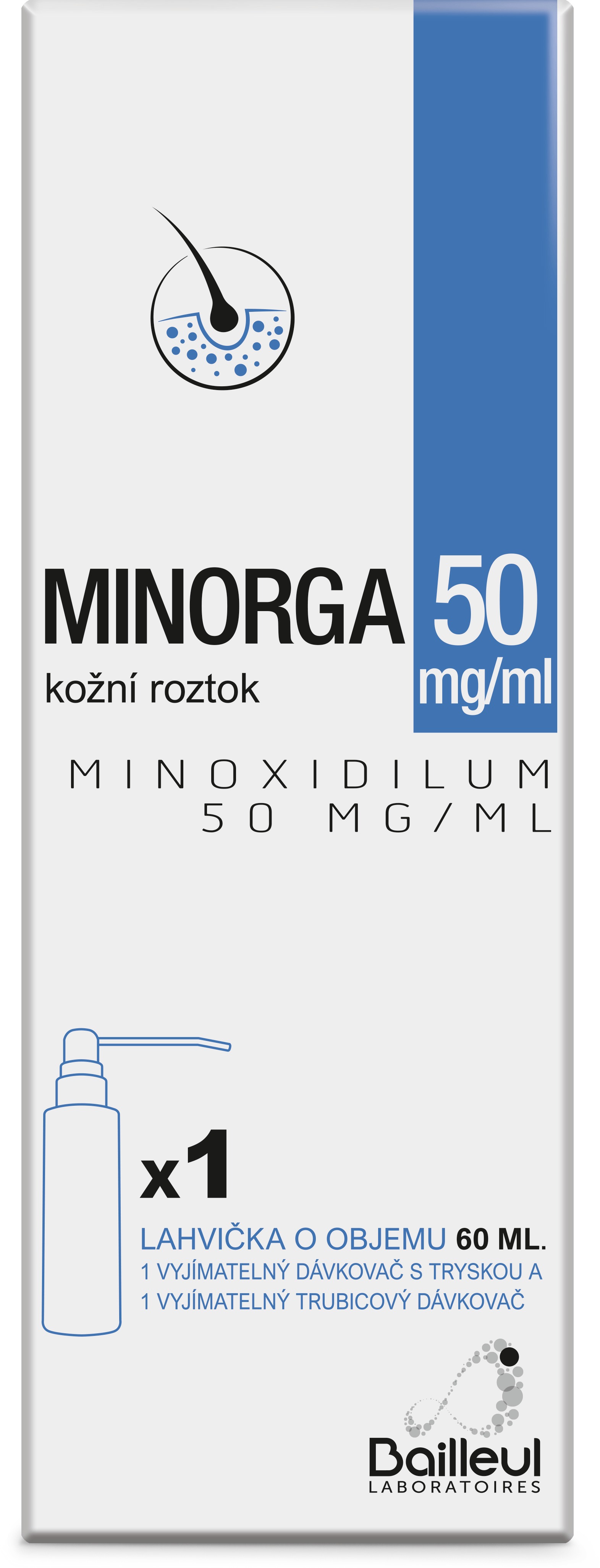 Minorga 50 mg/ml kožní roztok 60 ml