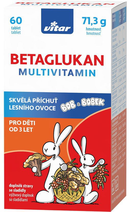 Vitar Kids Betaglukan + D3, 60 tablet