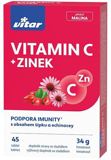 Vitar Vitamin C + zinek + echinacea + šípek 45 tablet
