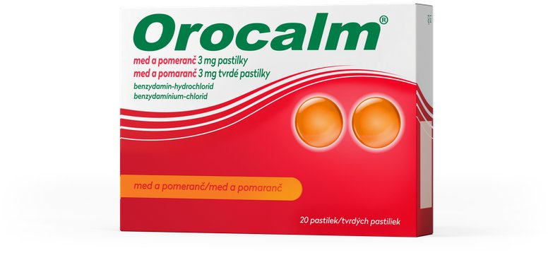 Orocalm Med a pomeranč 3 mg 20 pastilek