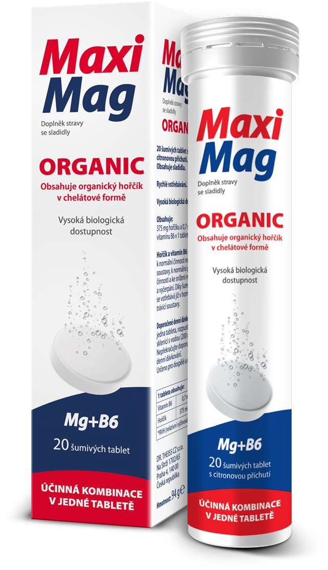 MaxiMag Organic 20 šumivých tablet
