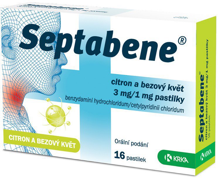 Septabene Citron a bezový květ 3 mg/1 mg 16 pastilek