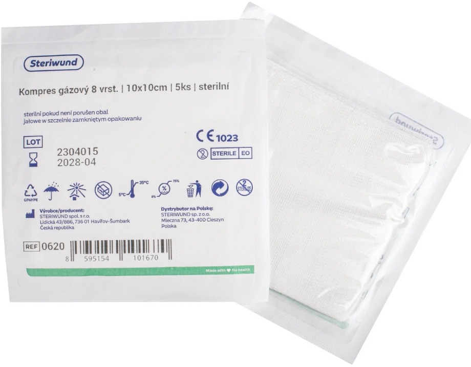 Steriwund Gáza hydrofilní kompresy sterilní 10 × 10 cm/5 ks