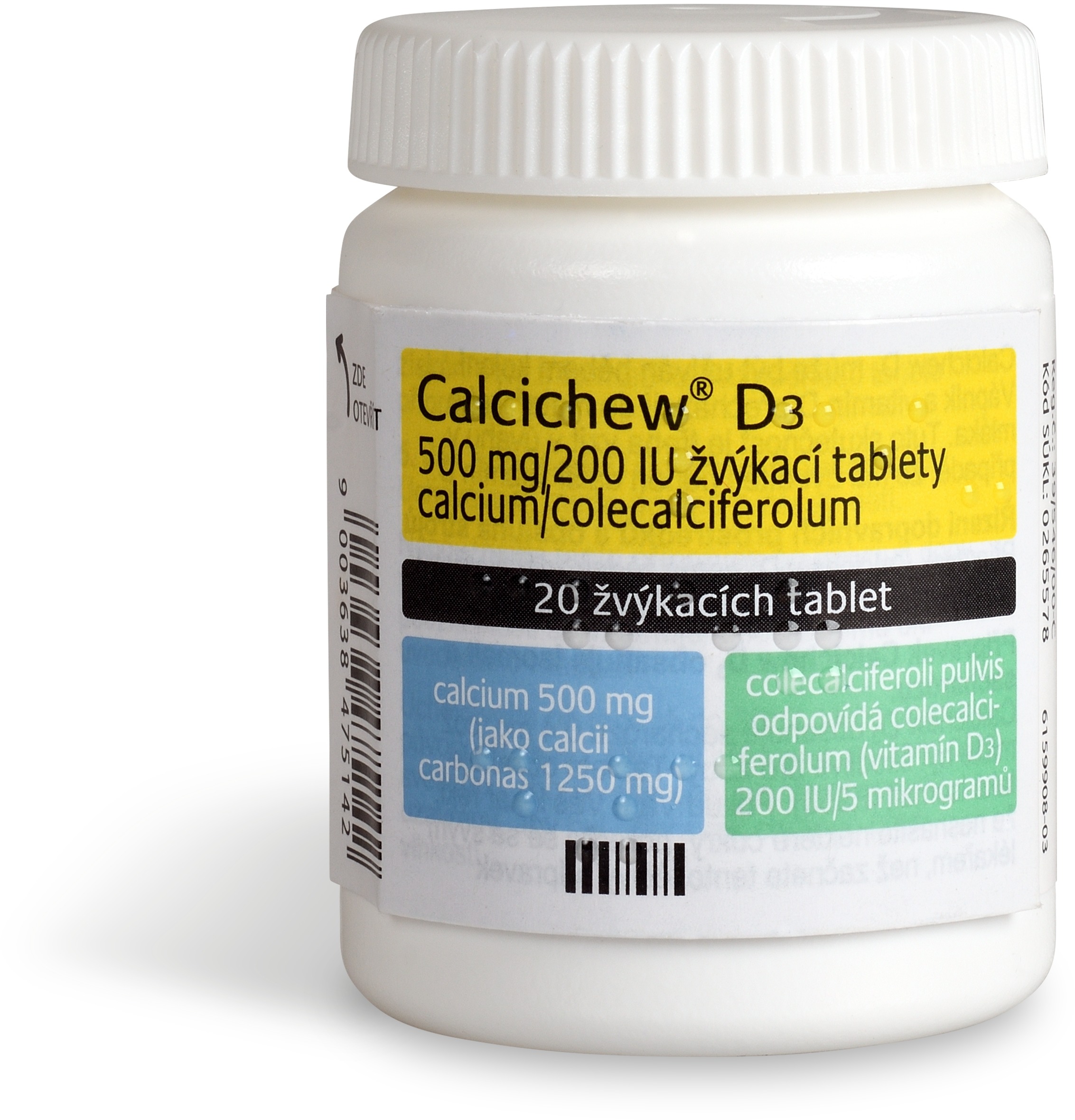 Calcichew D3 500 mg/200 IU 20 žvýkacích tablet