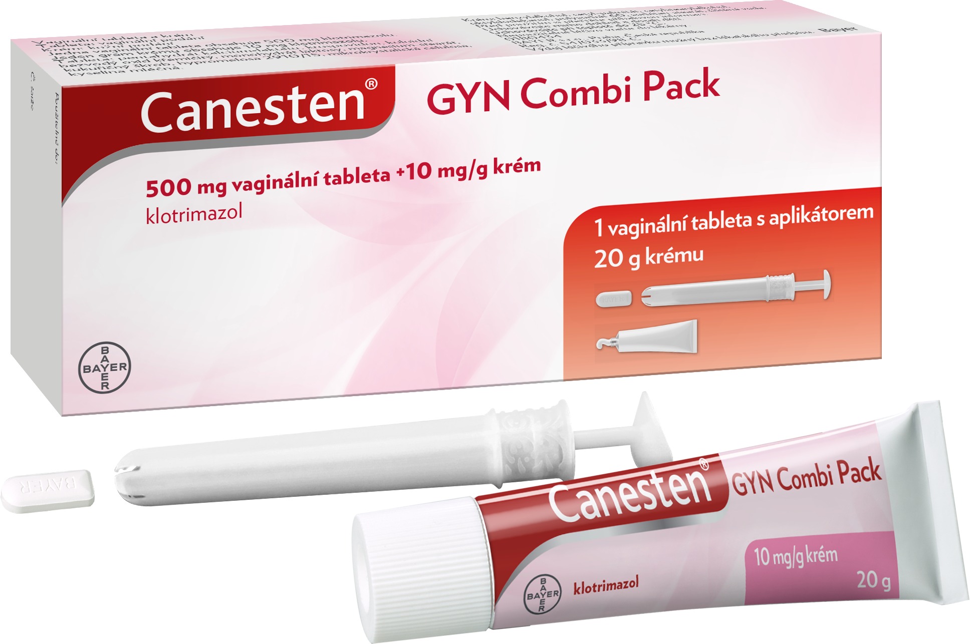 Canesten Gyn Combi Pack Vaginální tableta 500 mg + Krém 10 mg/g 20 g