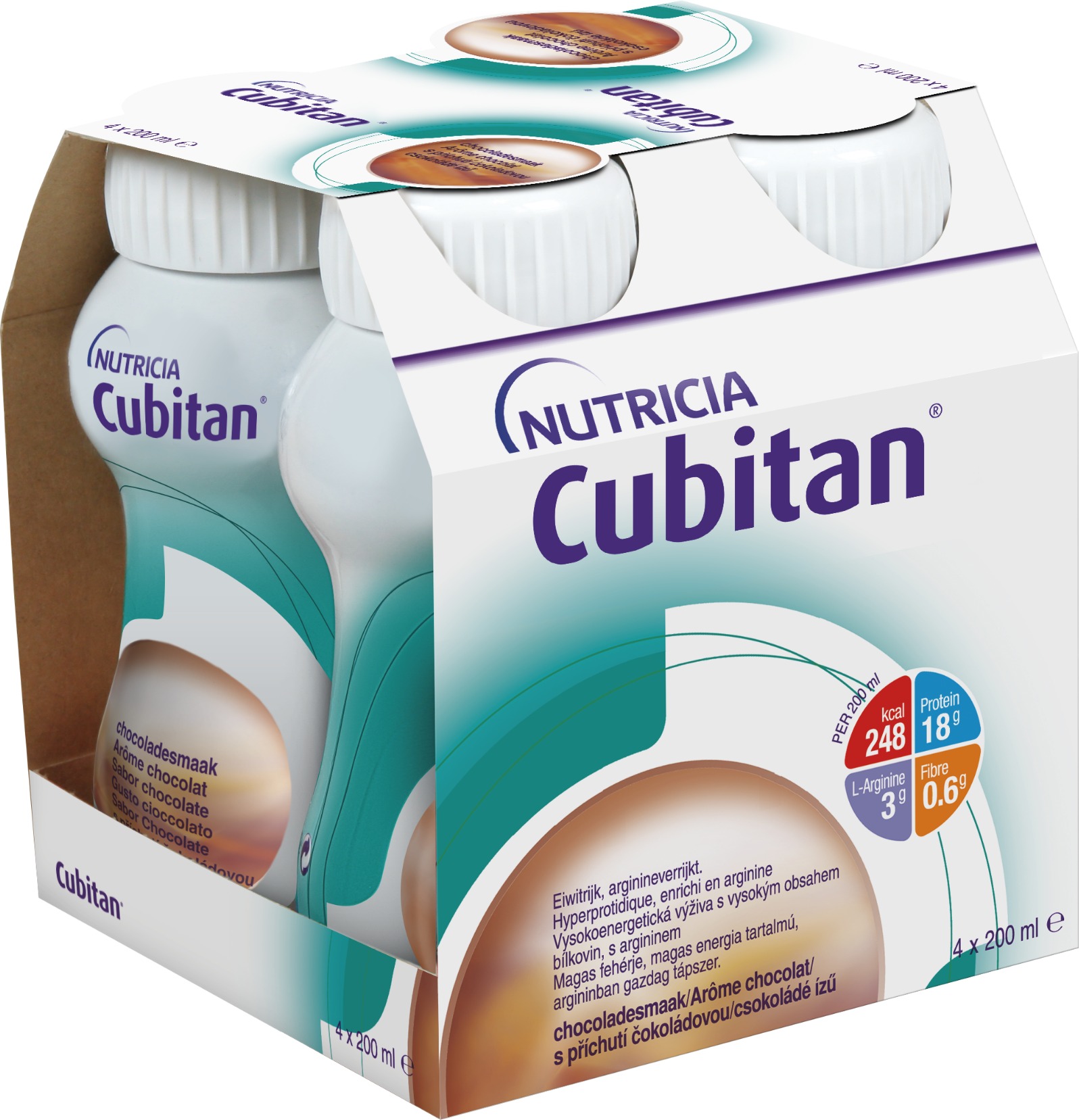 Cubitan s příchutí čokoládovou 4 × 200 ml